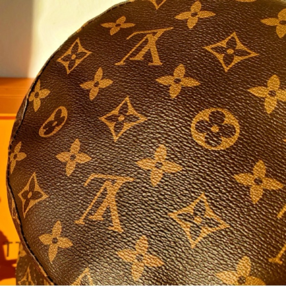 Louis Vuitton LV Brown Calf Skin Leather Monogram Jacquard Brown Bucket Hat - Picture 14 of 16